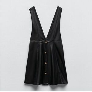 FAUX LEATHER PINAFORE DRESS